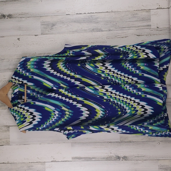 Worthington Tops - Worthington Woman peacock abstract print semi sheer sleeveless blouse Size 3X